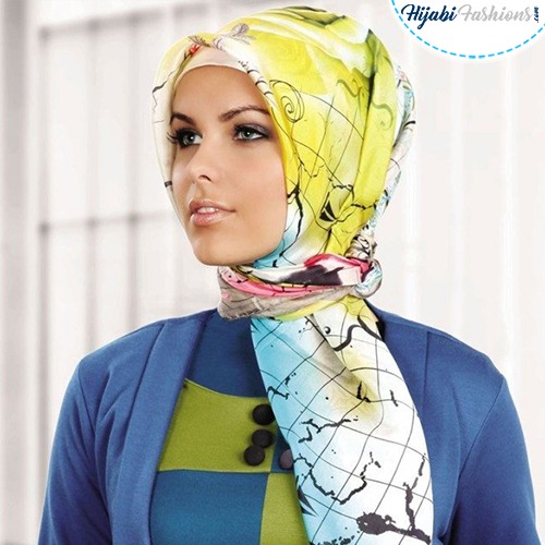 Printed Turkish Silk Hijab for Work