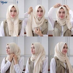 Triangle hijab style for school girls