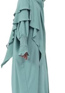 2 Piece Set Abayas for Women Muslim Dress with Hijab Middle East Long Sleeve Prayer Dress Jilbab Robe Clothes